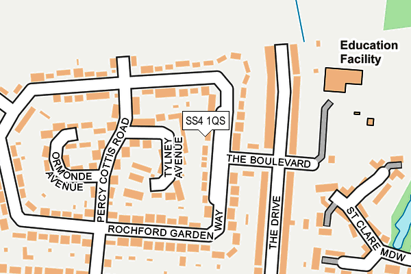 SS4 1QS map - OS OpenMap – Local (Ordnance Survey)