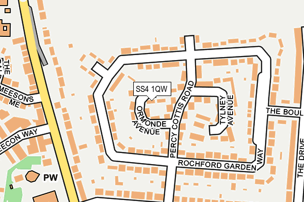 SS4 1QW map - OS OpenMap – Local (Ordnance Survey)