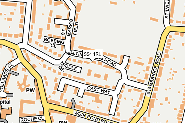 SS4 1RL map - OS OpenMap – Local (Ordnance Survey)