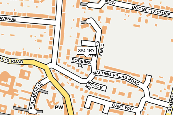 SS4 1RY map - OS OpenMap – Local (Ordnance Survey)