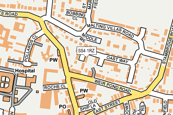 SS4 1RZ map - OS OpenMap – Local (Ordnance Survey)