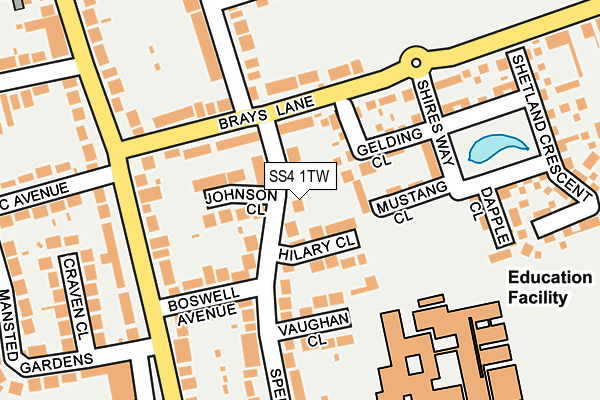 SS4 1TW map - OS OpenMap – Local (Ordnance Survey)