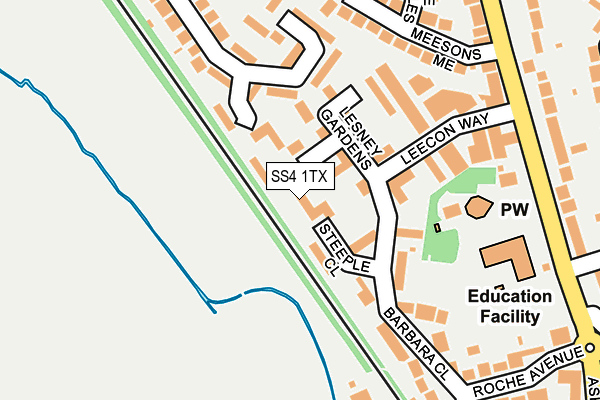 SS4 1TX map - OS OpenMap – Local (Ordnance Survey)