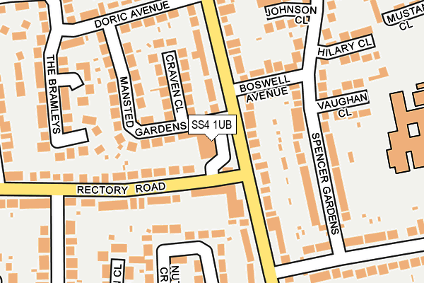 SS4 1UB map - OS OpenMap – Local (Ordnance Survey)