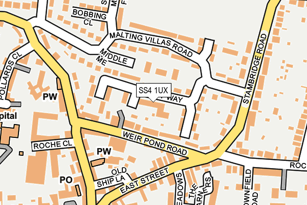 SS4 1UX map - OS OpenMap – Local (Ordnance Survey)