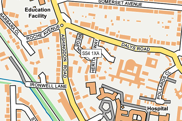 SS4 1XA map - OS OpenMap – Local (Ordnance Survey)