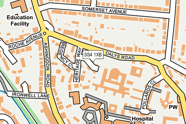 SS4 1XB map - OS OpenMap – Local (Ordnance Survey)