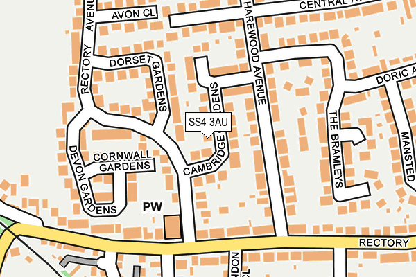 SS4 3AU map - OS OpenMap – Local (Ordnance Survey)