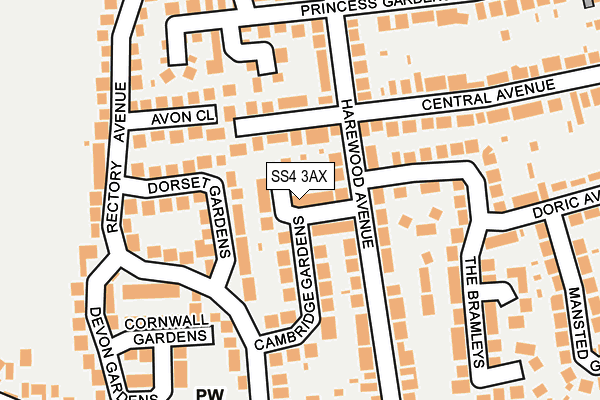 SS4 3AX map - OS OpenMap – Local (Ordnance Survey)