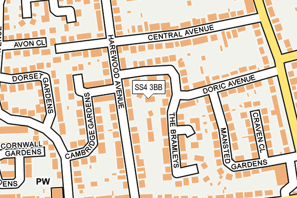 SS4 3BB map - OS OpenMap – Local (Ordnance Survey)