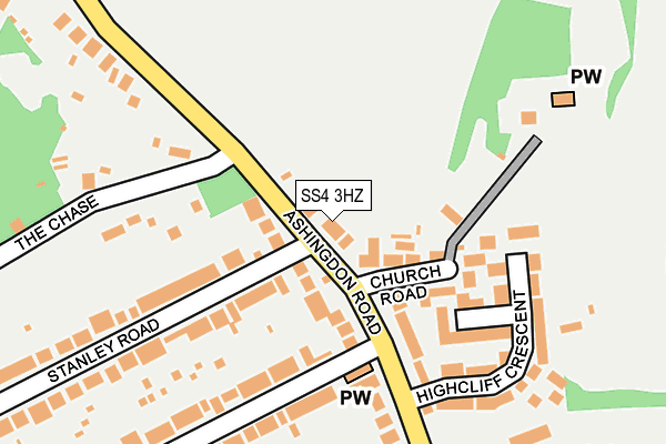 SS4 3HZ map - OS OpenMap – Local (Ordnance Survey)