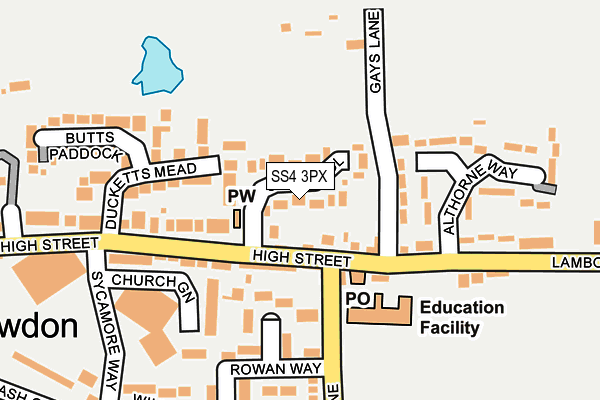 SS4 3PX map - OS OpenMap – Local (Ordnance Survey)