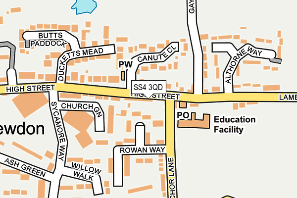 SS4 3QD map - OS OpenMap – Local (Ordnance Survey)