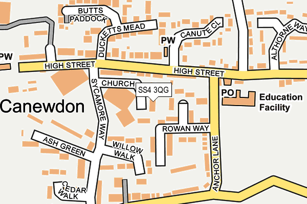 SS4 3QG map - OS OpenMap – Local (Ordnance Survey)