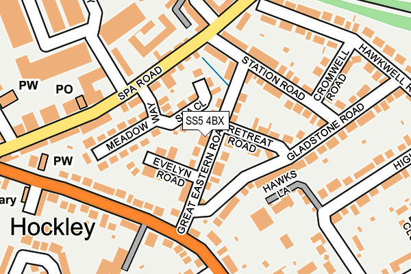 SS5 4BX map - OS OpenMap – Local (Ordnance Survey)