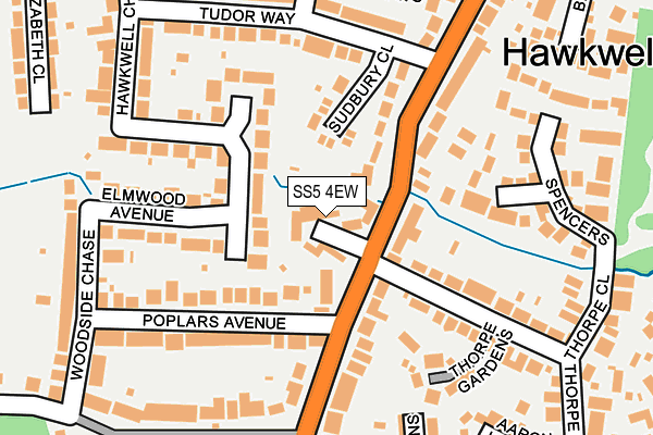 SS5 4EW map - OS OpenMap – Local (Ordnance Survey)