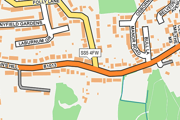 SS5 4FW map - OS OpenMap – Local (Ordnance Survey)