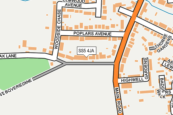 SS5 4JA map - OS OpenMap – Local (Ordnance Survey)