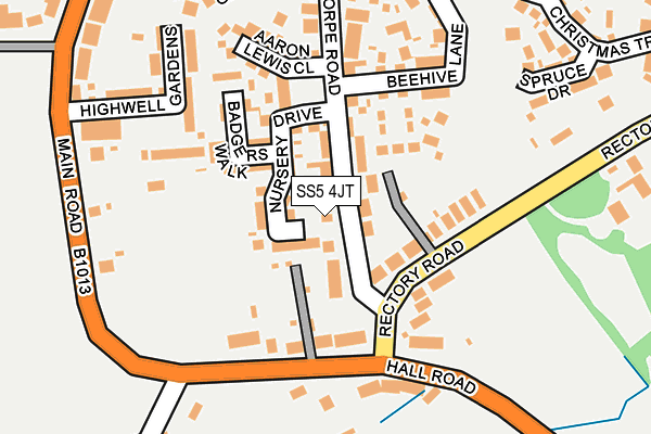 SS5 4JT map - OS OpenMap – Local (Ordnance Survey)