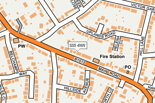 SS5 4NW map - OS OpenMap – Local (Ordnance Survey)