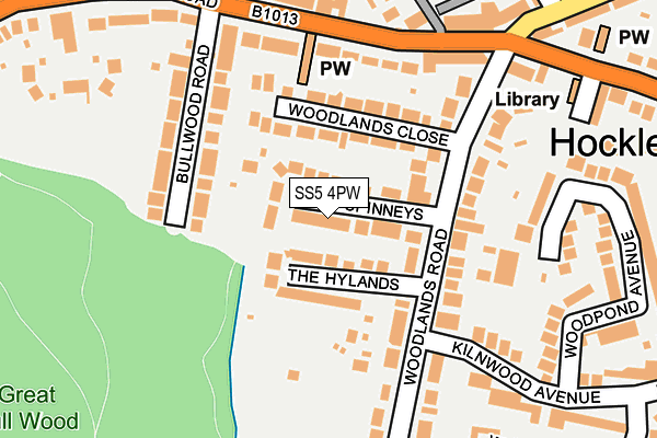 SS5 4PW map - OS OpenMap – Local (Ordnance Survey)