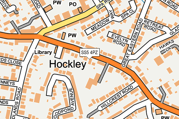 SS5 4PZ map - OS OpenMap – Local (Ordnance Survey)