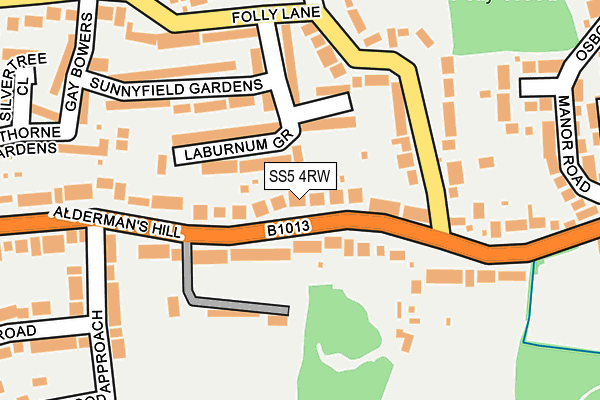 SS5 4RW map - OS OpenMap – Local (Ordnance Survey)