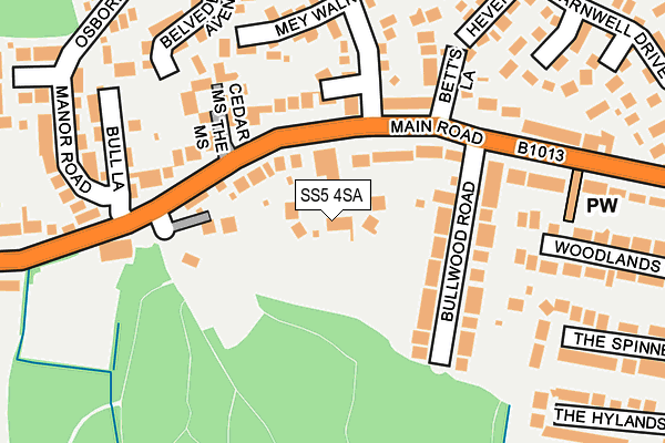 SS5 4SA map - OS OpenMap – Local (Ordnance Survey)