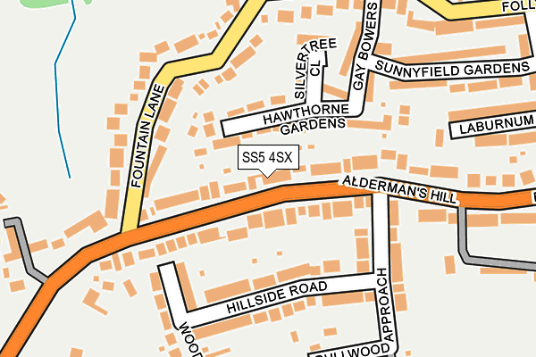 SS5 4SX map - OS OpenMap – Local (Ordnance Survey)