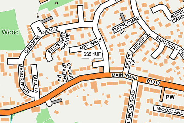 SS5 4UF map - OS OpenMap – Local (Ordnance Survey)