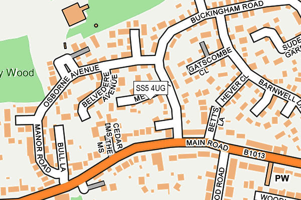 SS5 4UG map - OS OpenMap – Local (Ordnance Survey)