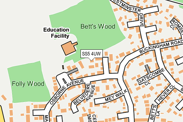 SS5 4UW map - OS OpenMap – Local (Ordnance Survey)