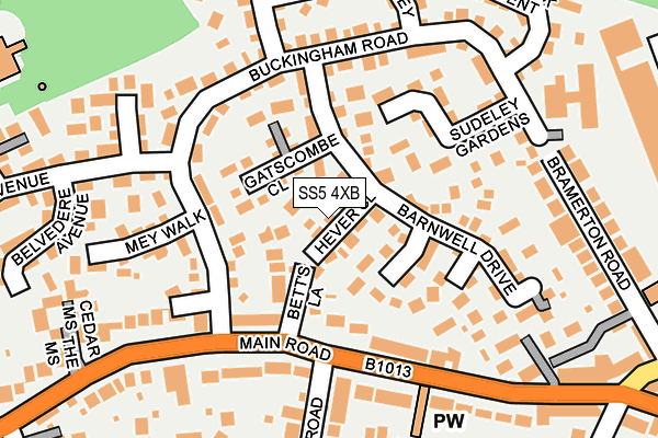 SS5 4XB map - OS OpenMap – Local (Ordnance Survey)