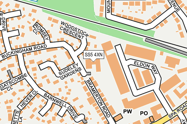 SS5 4XN map - OS OpenMap – Local (Ordnance Survey)