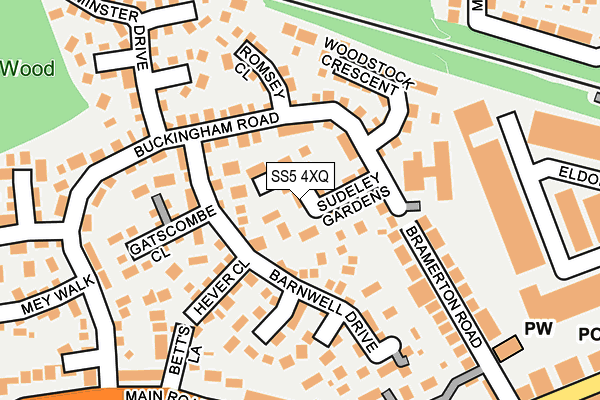 SS5 4XQ map - OS OpenMap – Local (Ordnance Survey)