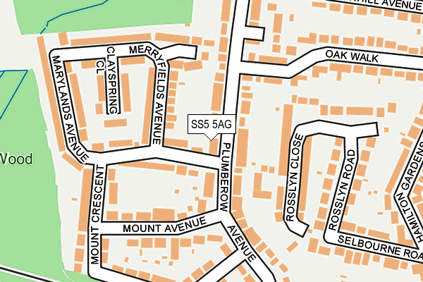 SS5 5AG map - OS OpenMap – Local (Ordnance Survey)