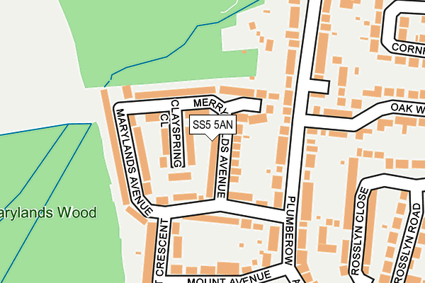 SS5 5AN map - OS OpenMap – Local (Ordnance Survey)
