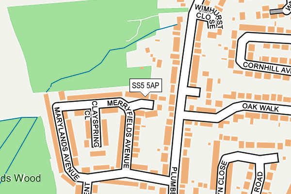 SS5 5AP map - OS OpenMap – Local (Ordnance Survey)