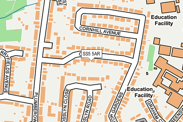 SS5 5AR map - OS OpenMap – Local (Ordnance Survey)