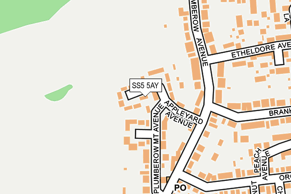 SS5 5AY map - OS OpenMap – Local (Ordnance Survey)