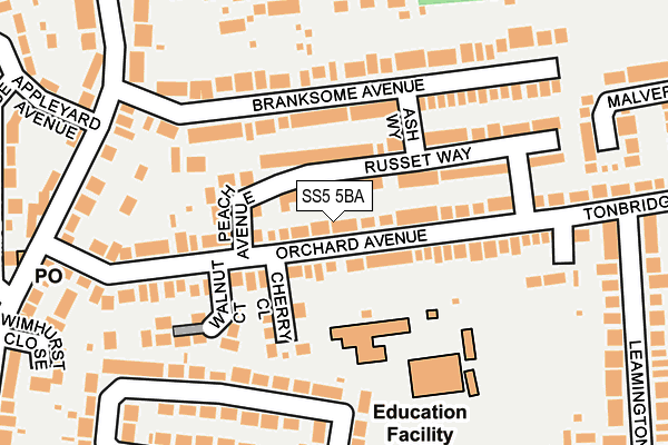 SS5 5BA map - OS OpenMap – Local (Ordnance Survey)