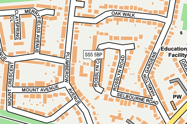 SS5 5BP map - OS OpenMap – Local (Ordnance Survey)