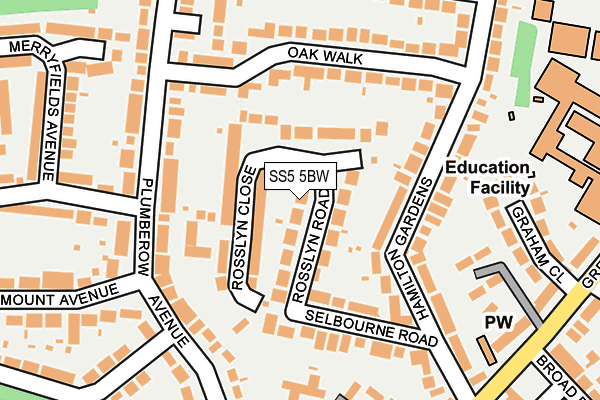 SS5 5BW map - OS OpenMap – Local (Ordnance Survey)