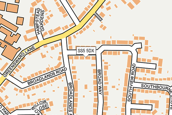 SS5 5DX map - OS OpenMap – Local (Ordnance Survey)