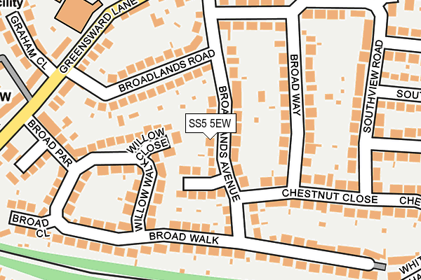 SS5 5EW map - OS OpenMap – Local (Ordnance Survey)