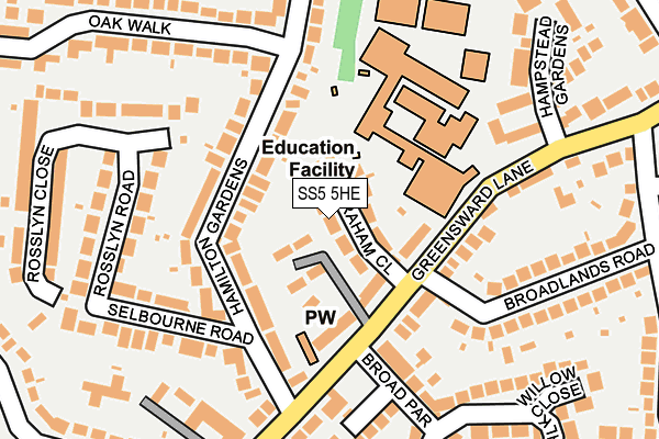 SS5 5HE map - OS OpenMap – Local (Ordnance Survey)