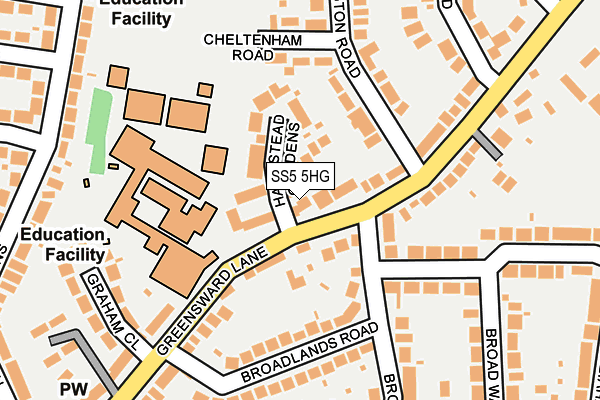SS5 5HG map - OS OpenMap – Local (Ordnance Survey)