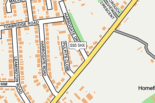 SS5 5HX map - OS OpenMap – Local (Ordnance Survey)