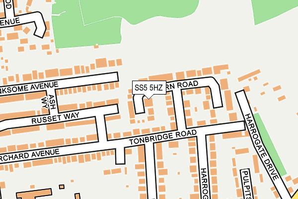 SS5 5HZ map - OS OpenMap – Local (Ordnance Survey)