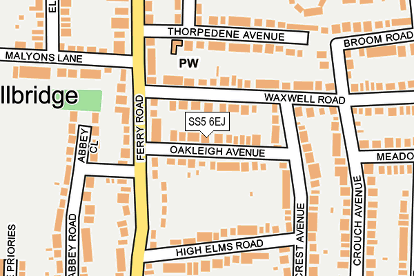 SS5 6EJ map - OS OpenMap – Local (Ordnance Survey)